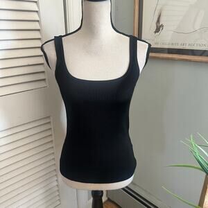 Vintage Moa Moa Tank Top Womens Small Black Ribbed Knit Retro Y2K Indie Grunge